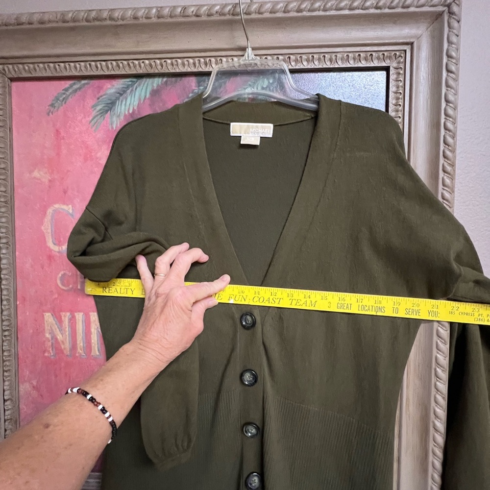 Michael Kors Olive Green Cardigan Sweater - Picture 11 of 14